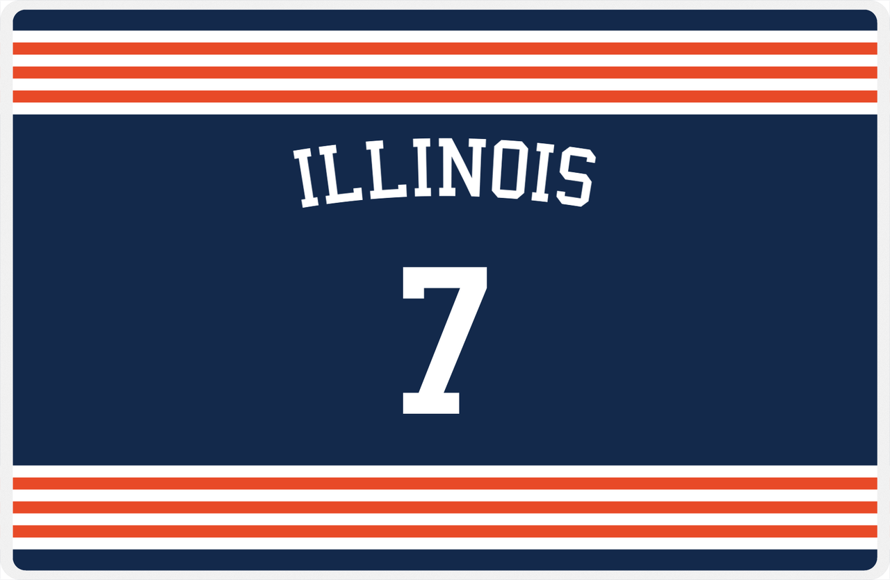 Personalized Jersey Number Placemat - Arched Name - Illinois - Triple Stripe -  View