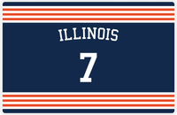 Thumbnail for Personalized Jersey Number Placemat - Arched Name - Illinois - Triple Stripe -  View