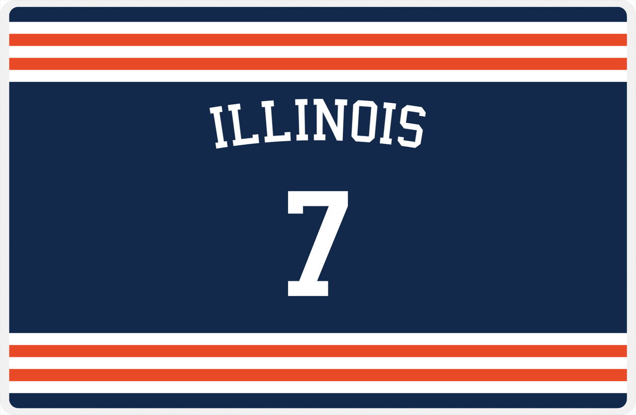 Personalized Jersey Number Placemat - Arched Name - Illinois - Double Stripe -  View