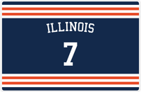 Thumbnail for Personalized Jersey Number Placemat - Arched Name - Illinois - Double Stripe -  View