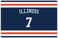 Thumbnail for Personalized Jersey Number Placemat - Arched Name - Illinois - Single Stripe -  View