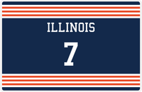 Thumbnail for Personalized Jersey Number Placemat - Illinois - Triple Stripe -  View