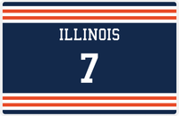 Thumbnail for Personalized Jersey Number Placemat - Illinois - Double Stripe -  View