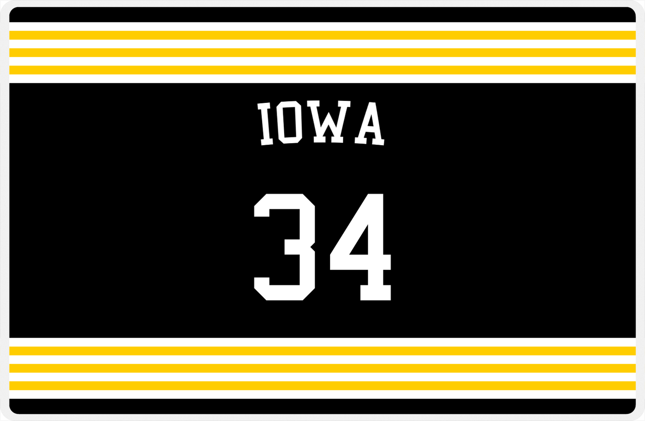 Personalized Jersey Number Placemat - Arched Name - Iowa - Triple Stripe -  View