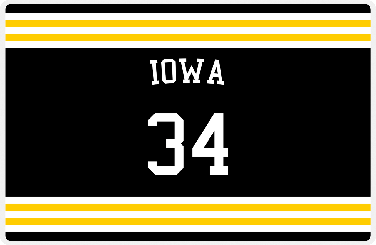 Personalized Jersey Number Placemat - Arched Name - Iowa - Double Stripe -  View