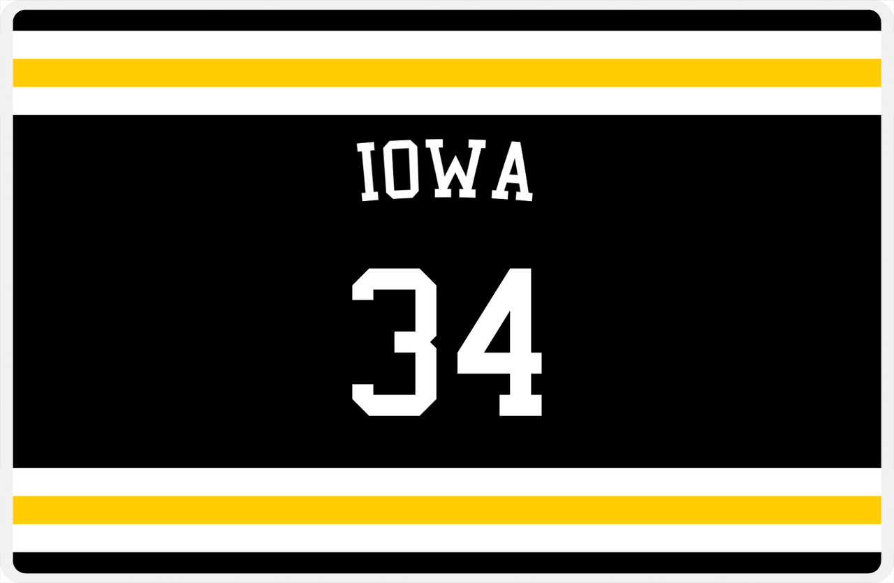 Personalized Jersey Number Placemat - Arched Name - Iowa - Single Stripe -  View