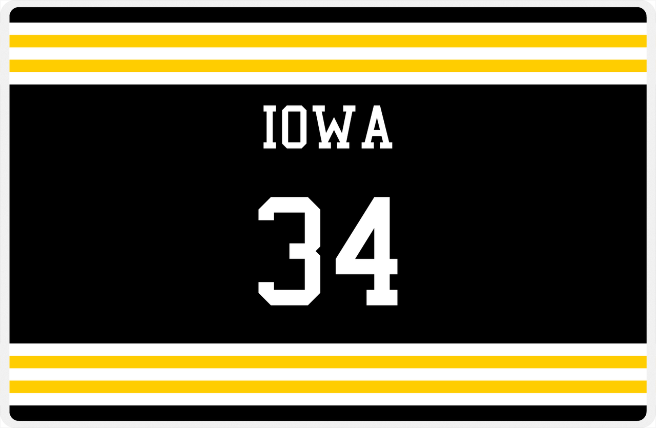 Personalized Jersey Number Placemat - Iowa - Double Stripe -  View