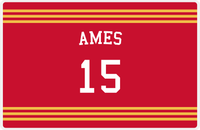 Thumbnail for Personalized Jersey Number Placemat - Arched Name - Ames - Triple Stripe -  View