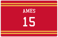 Thumbnail for Personalized Jersey Number Placemat - Arched Name - Ames - Double Stripe -  View