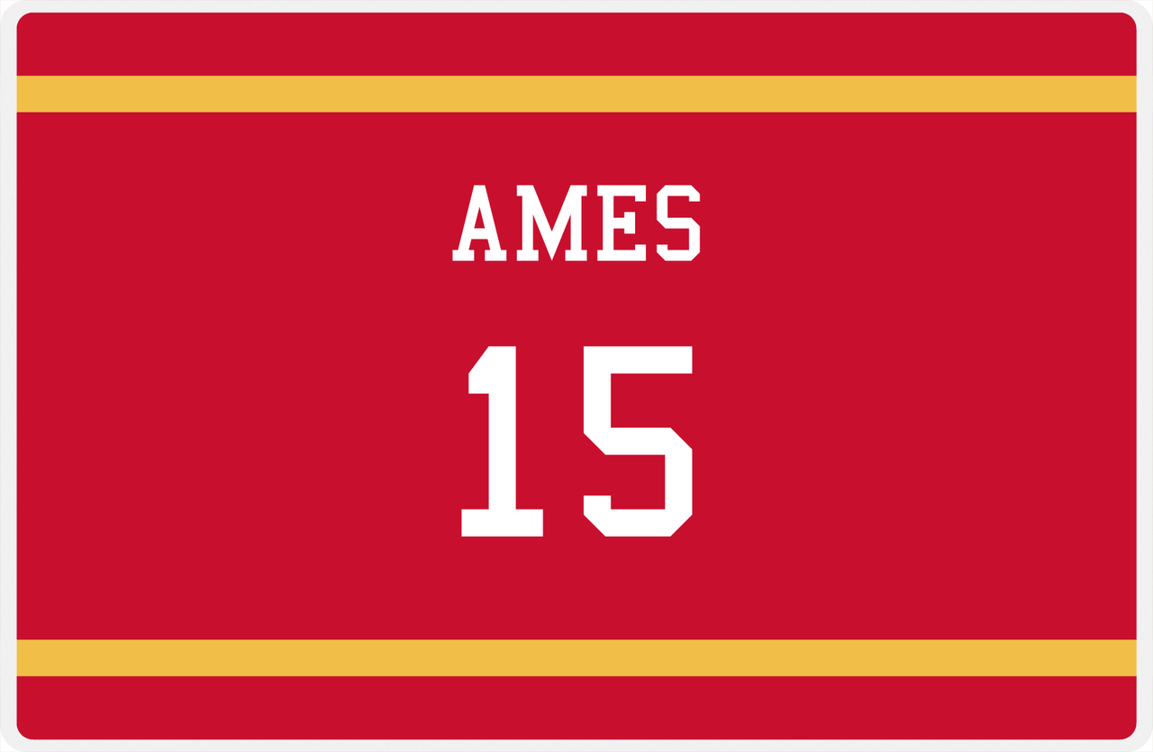 Personalized Jersey Number Placemat - Ames - Single Stripe -  View