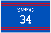 Thumbnail for Personalized Jersey Number Placemat - Arched Name - Kansas - Double Stripe -  View