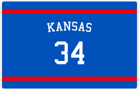 Thumbnail for Personalized Jersey Number Placemat - Arched Name - Kansas - Single Stripe -  View