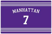 Thumbnail for Personalized Jersey Number Placemat - Arched Name - Manhattan - Triple Stripe -  View