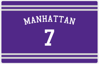 Thumbnail for Personalized Jersey Number Placemat - Arched Name - Manhattan - Double Stripe -  View