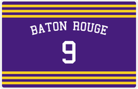 Thumbnail for Personalized Jersey Number Placemat - Arched Name - Baton Rouge - Double Stripe -  View