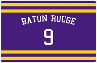 Thumbnail for Personalized Jersey Number Placemat - Arched Name - Baton Rouge - Single Stripe -  View