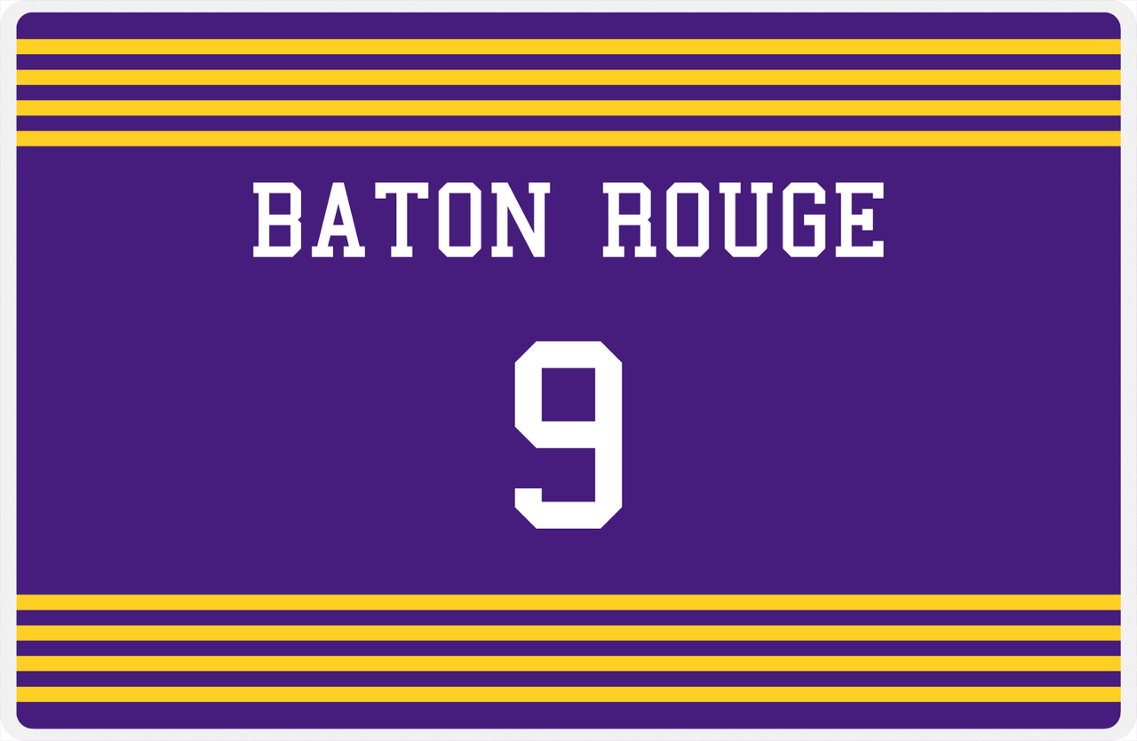Personalized Jersey Number Placemat - Baton Rouge - Triple Stripe -  View