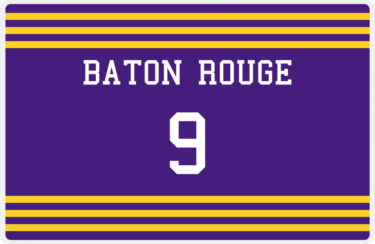 Personalized Jersey Number Placemat - Baton Rouge - Double Stripe -  View