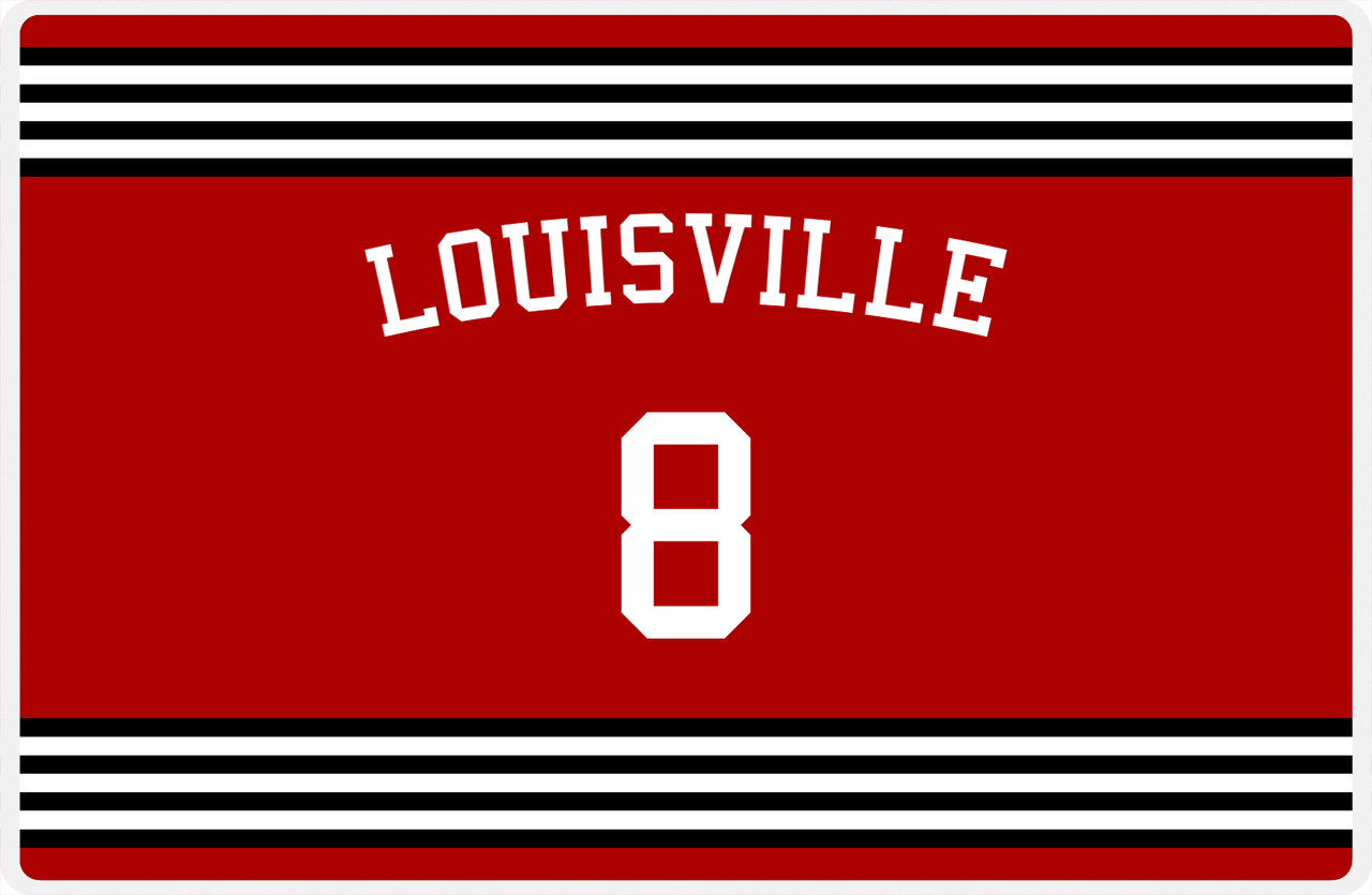Personalized Jersey Number Placemat - Arched Name - Louisville - Triple Stripe -  View