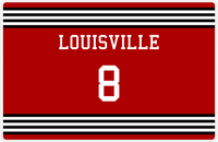 Thumbnail for Personalized Jersey Number Placemat - Louisville - Triple Stripe -  View