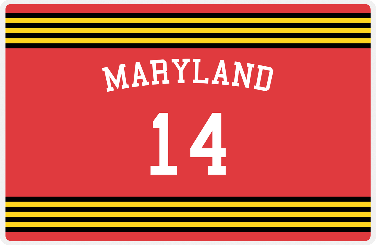 Personalized Jersey Number Placemat - Arched Name - Maryland - Triple Stripe -  View