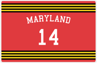 Thumbnail for Personalized Jersey Number Placemat - Arched Name - Maryland - Triple Stripe -  View