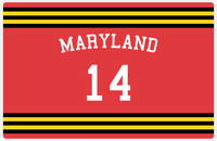 Thumbnail for Personalized Jersey Number Placemat - Arched Name - Maryland - Double Stripe -  View