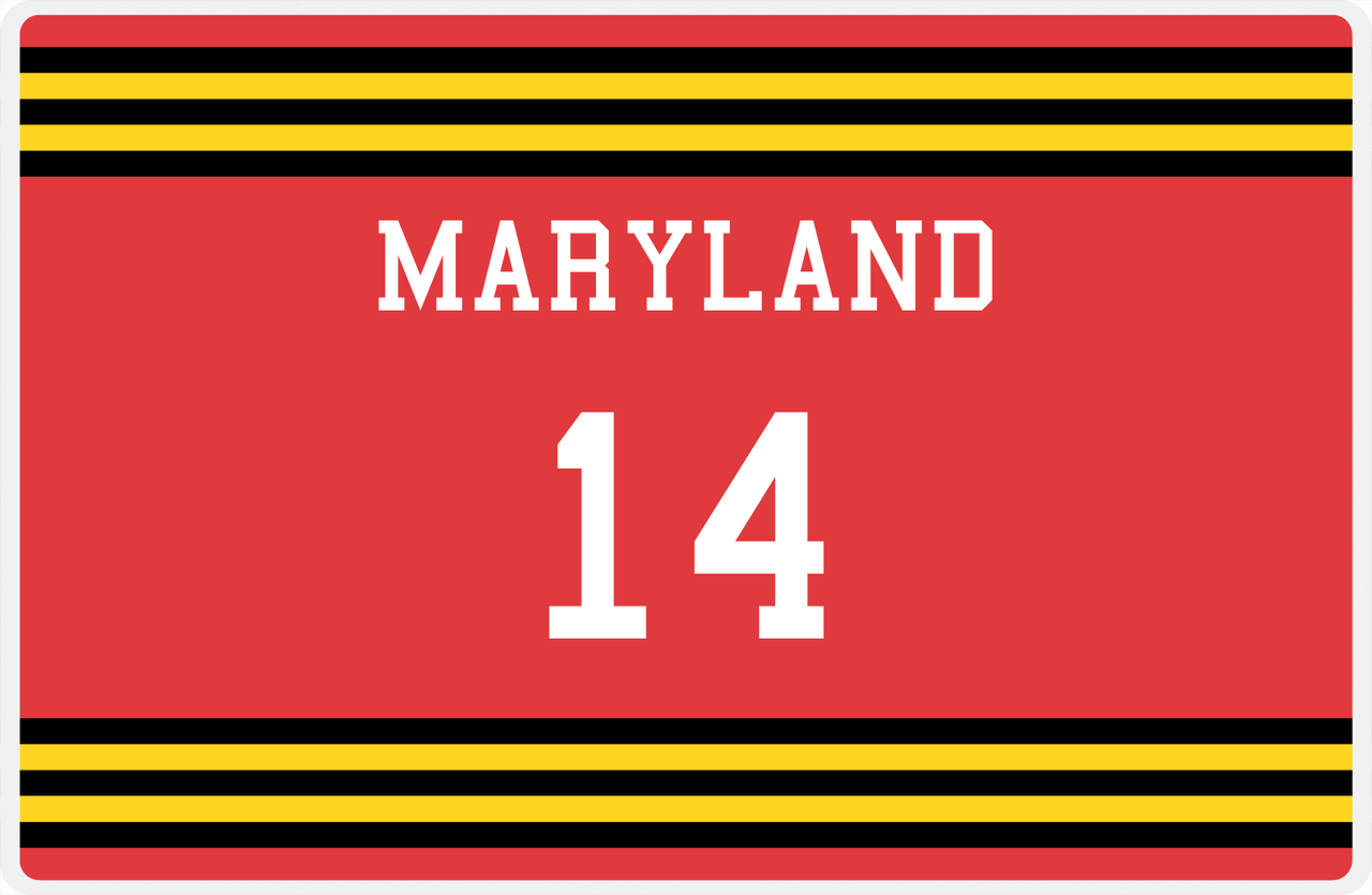 Personalized Jersey Number Placemat - Maryland - Double Stripe -  View