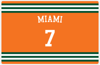 Thumbnail for Personalized Jersey Number Placemat - Arched Name - Miami - Double Stripe -  View