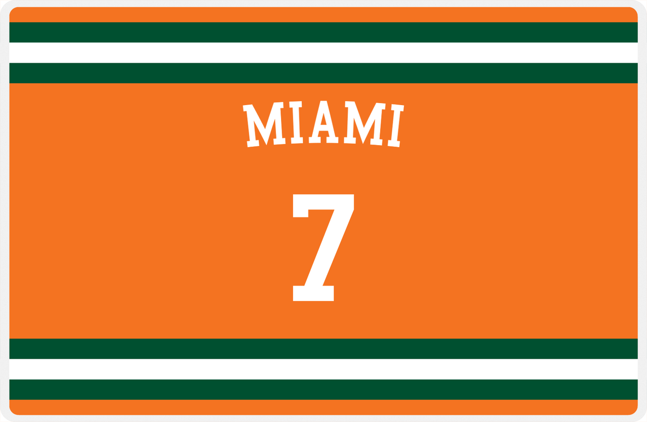 Personalized Jersey Number Placemat - Arched Name - Miami - Single Stripe -  View