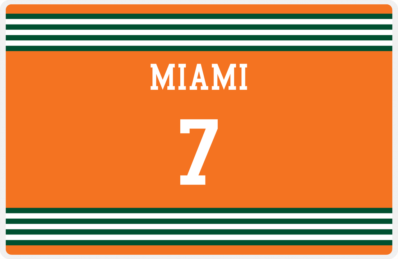 Personalized Jersey Number Placemat - Miami - Triple Stripe -  View