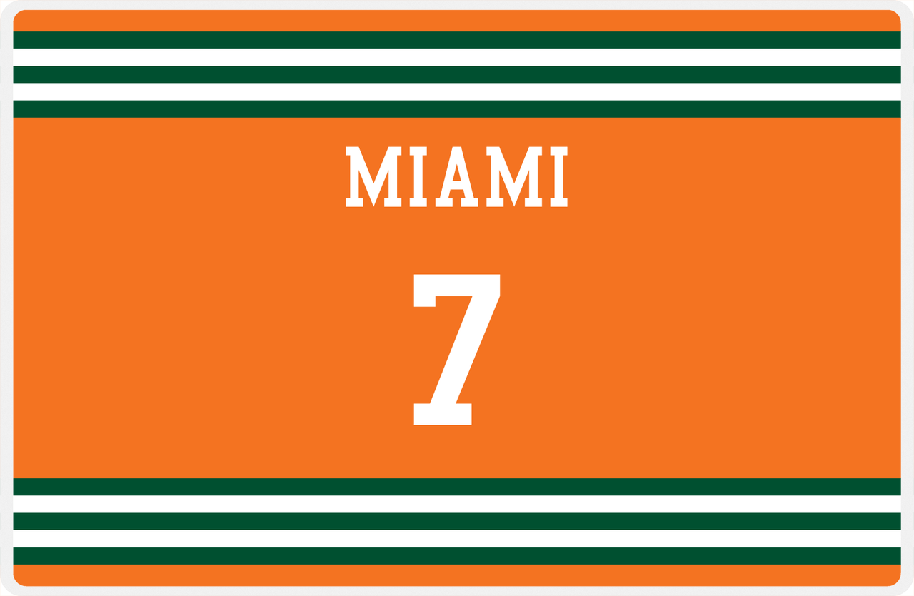 Personalized Jersey Number Placemat - Miami - Double Stripe -  View