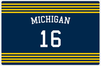 Thumbnail for Personalized Jersey Number Placemat - Arched Name - Michigan - Triple Stripe -  View