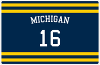 Thumbnail for Personalized Jersey Number Placemat - Arched Name - Michigan - Single Stripe -  View