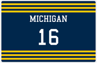 Thumbnail for Personalized Jersey Number Placemat - Michigan - Double Stripe -  View