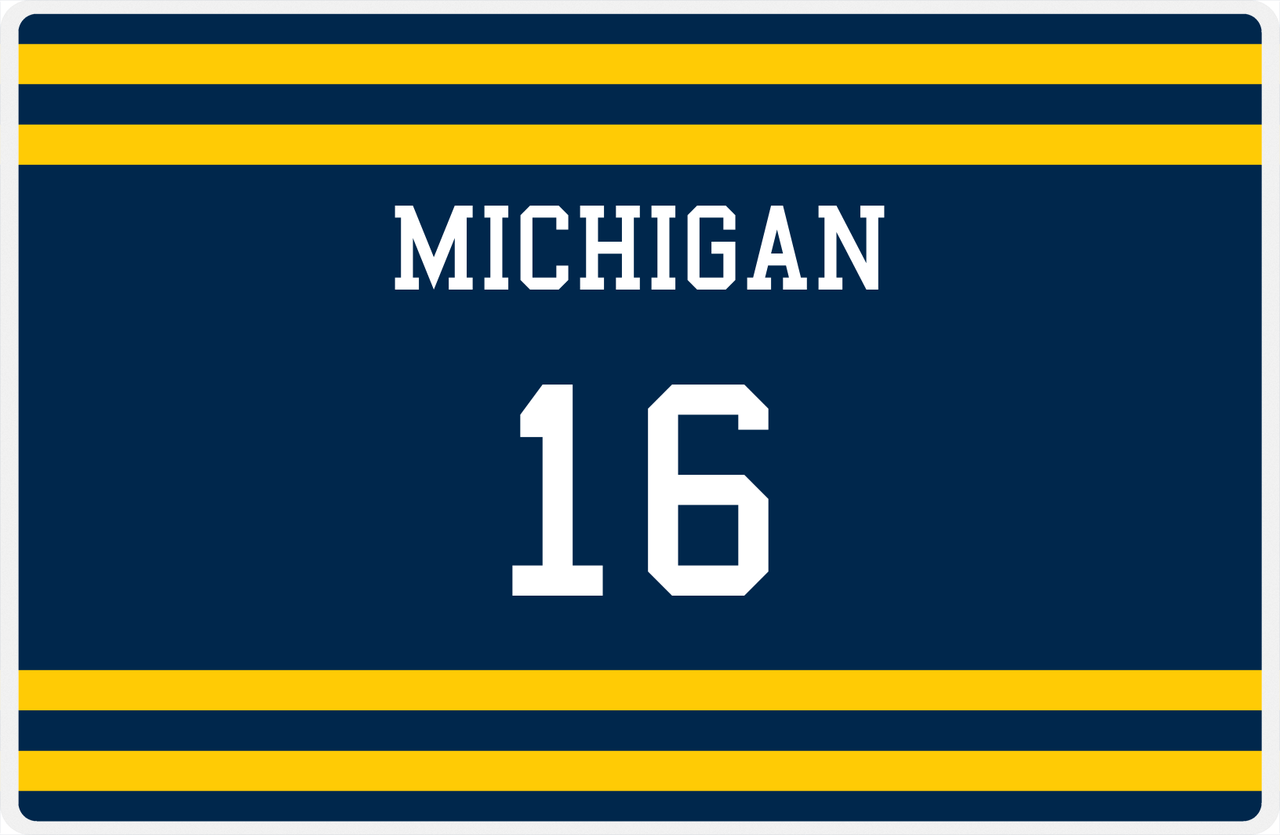 Personalized Jersey Number Placemat - Michigan - Single Stripe -  View