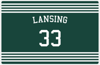 Thumbnail for Personalized Jersey Number Placemat - Arched Name - Lansing - Triple Stripe -  View