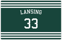 Thumbnail for Personalized Jersey Number Placemat - Arched Name - Lansing - Double Stripe -  View