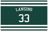 Thumbnail for Personalized Jersey Number Placemat - Arched Name - Lansing - Single Stripe -  View