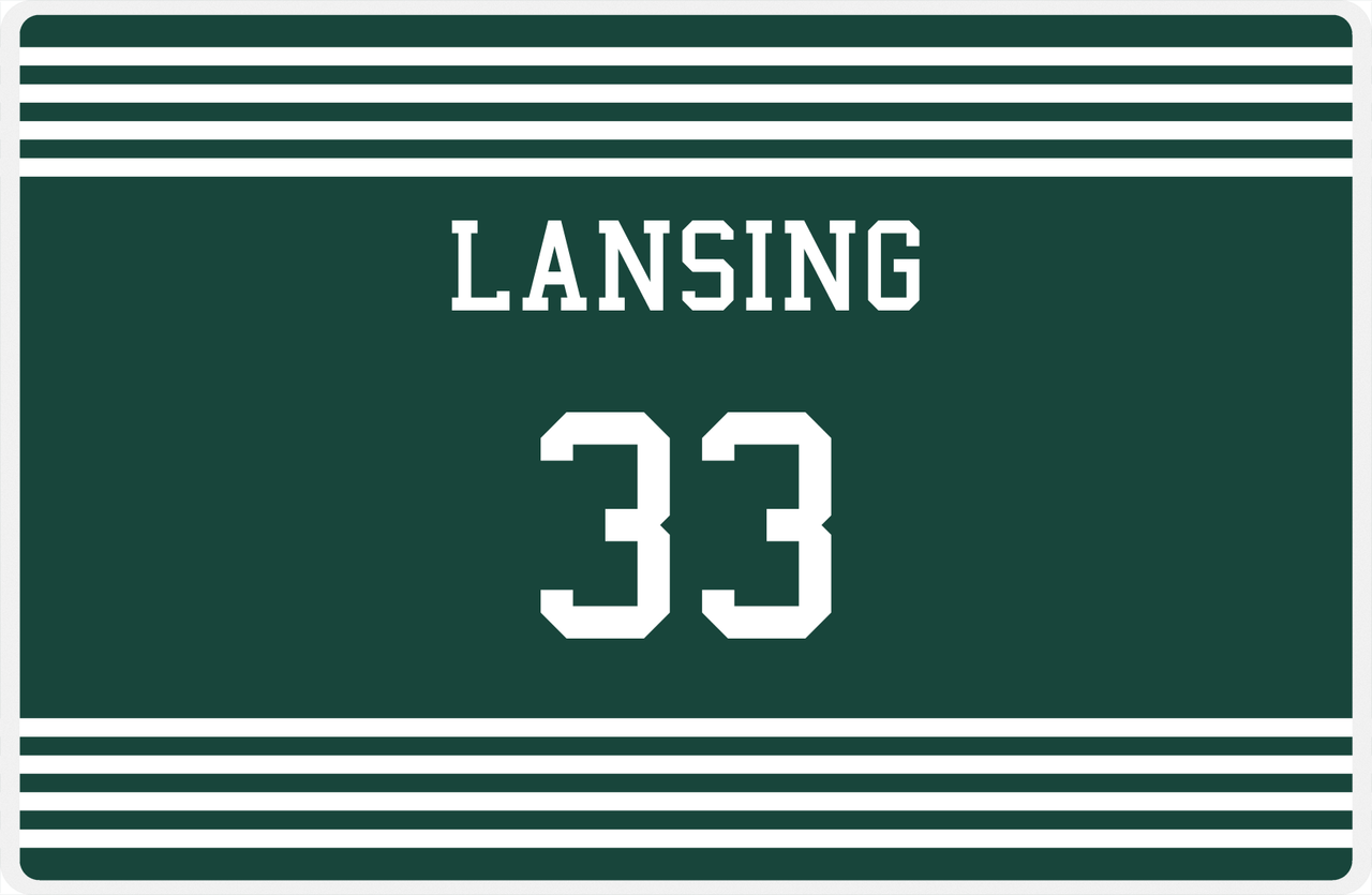 Personalized Jersey Number Placemat - Lansing - Triple Stripe -  View