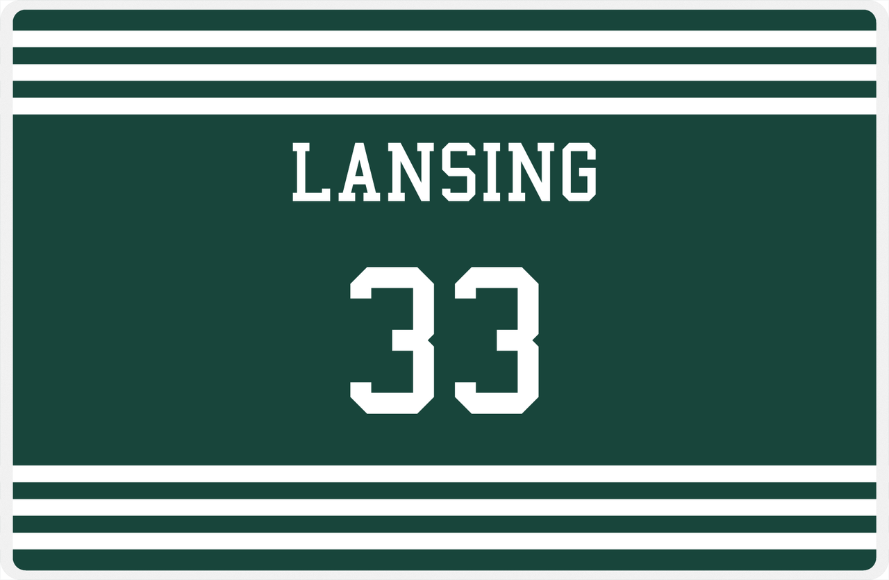 Personalized Jersey Number Placemat - Lansing - Double Stripe -  View