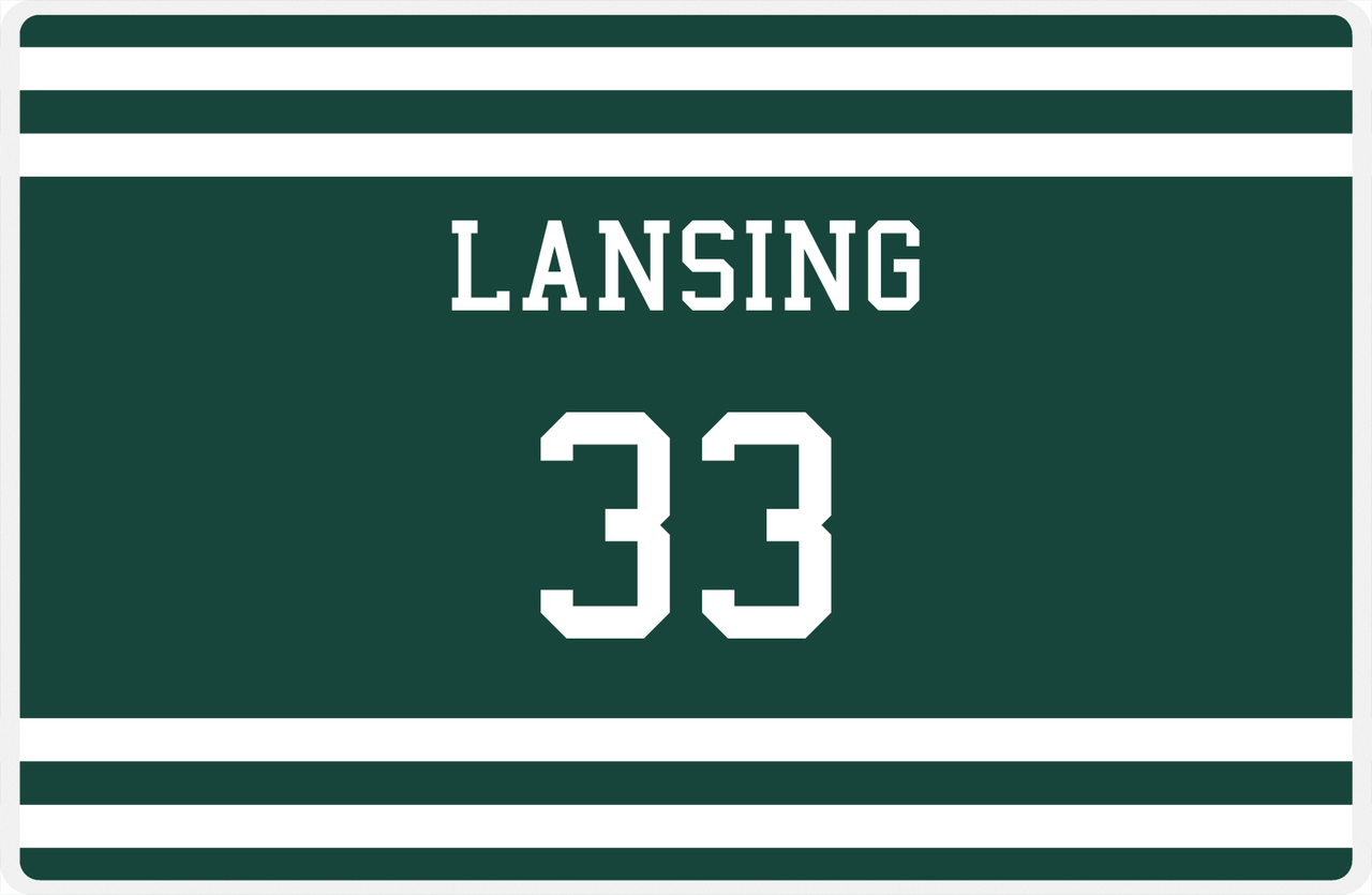 Personalized Jersey Number Placemat - Lansing - Single Stripe -  View
