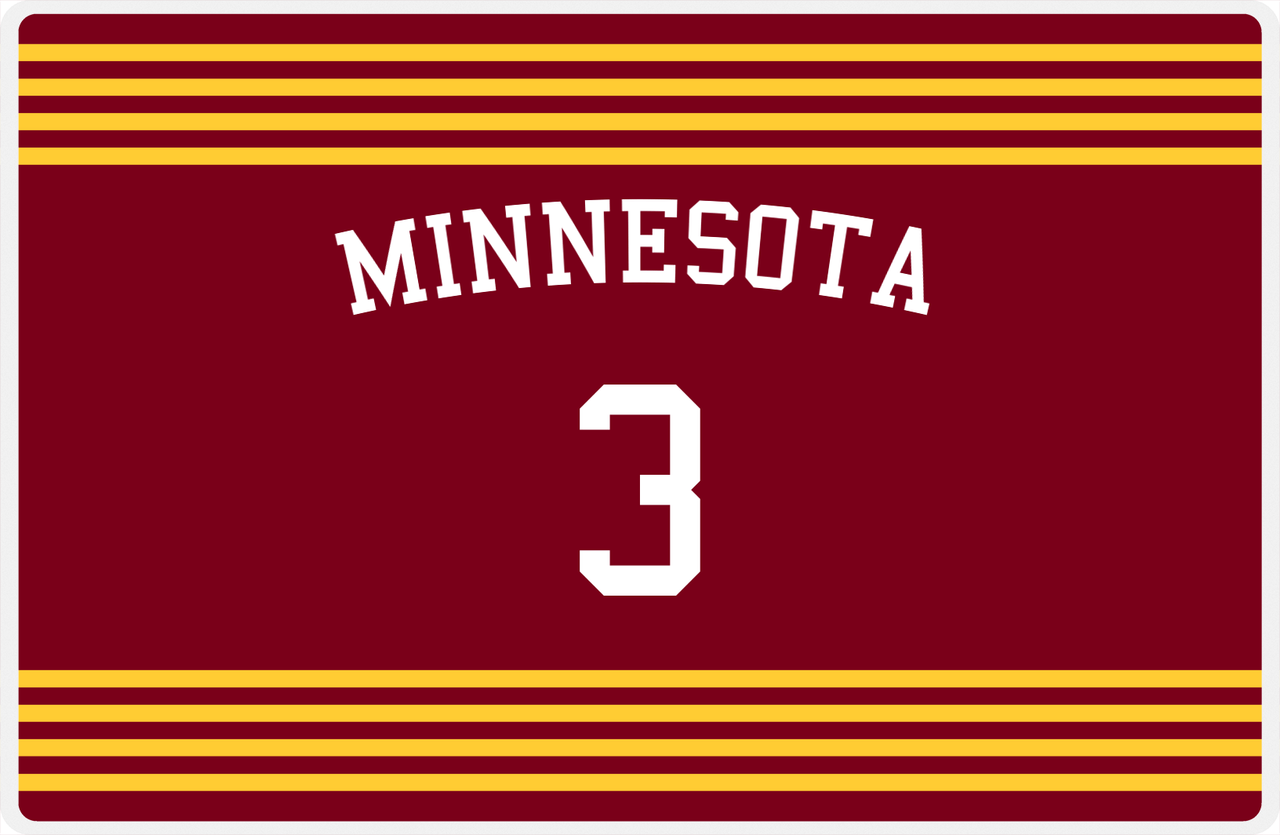Personalized Jersey Number Placemat - Arched Name - Minnesota - Triple Stripe -  View