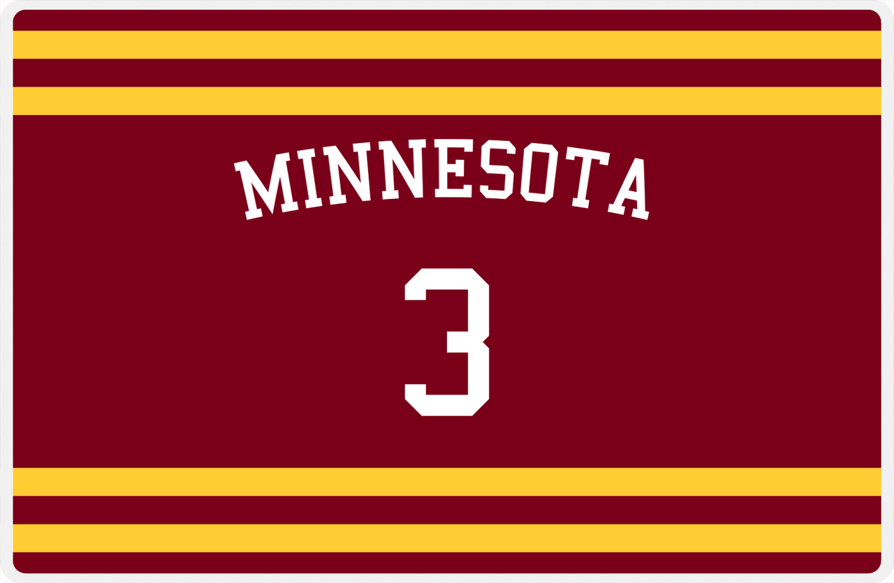 Personalized Jersey Number Placemat - Arched Name - Minnesota - Single Stripe -  View