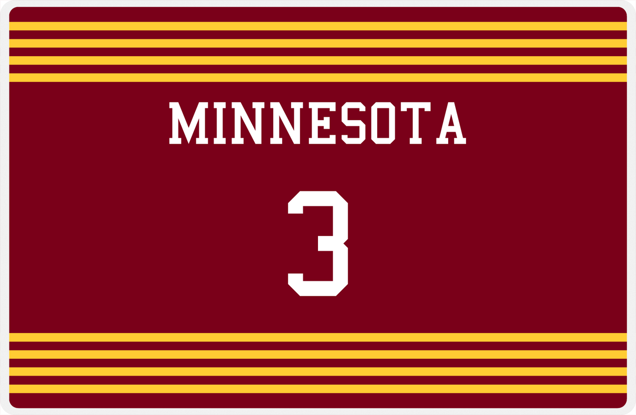 Personalized Jersey Number Placemat - Minnesota - Triple Stripe -  View