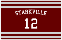 Thumbnail for Personalized Jersey Number Placemat - Arched Name - Starkville - Single Stripe -  View