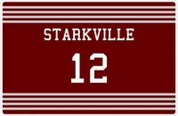 Thumbnail for Personalized Jersey Number Placemat - Starkville - Triple Stripe -  View