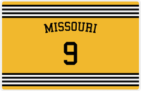 Thumbnail for Personalized Jersey Number Placemat - Arched Name - Missouri - Triple Stripe -  View