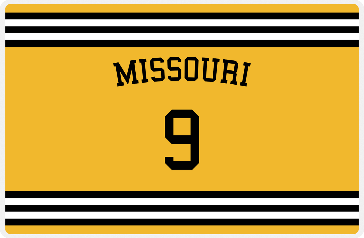 Personalized Jersey Number Placemat - Arched Name - Missouri - Double Stripe -  View