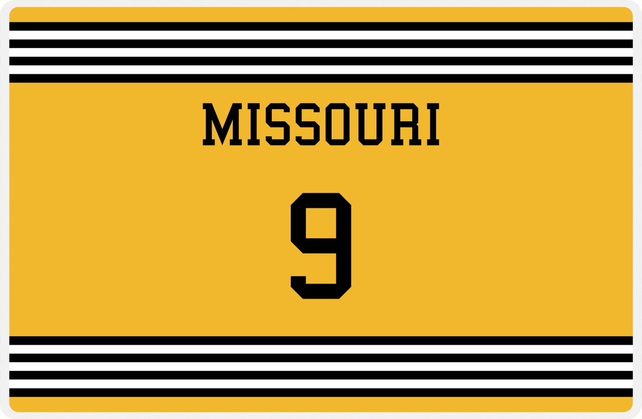 Personalized Jersey Number Placemat - Missouri - Triple Stripe -  View